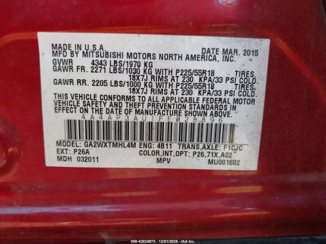 2015 MITSUBISHI OUTLANDER SPORT 4A4AP3AU1FE028896 Photo 8