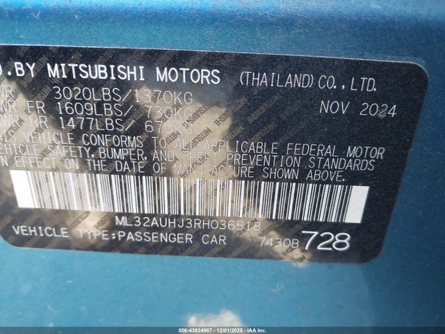2024 MITSUBISHI MIRAGE ML32AUHJ3RH036518 Photo 8
