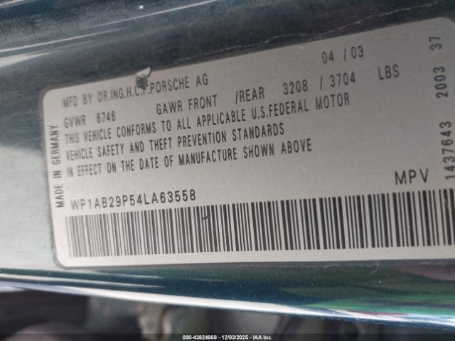 2004 PORSCHE CAYENNE WP1AB29P54LA63558 Photo 8