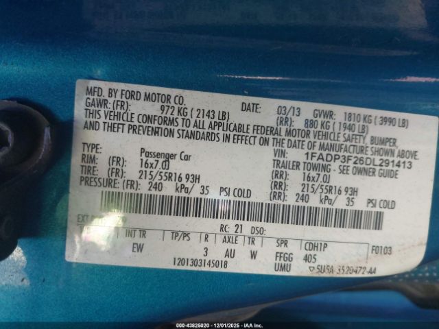 2013 FORD FOCUS 1FADP3F26DL291413 Photo 8
