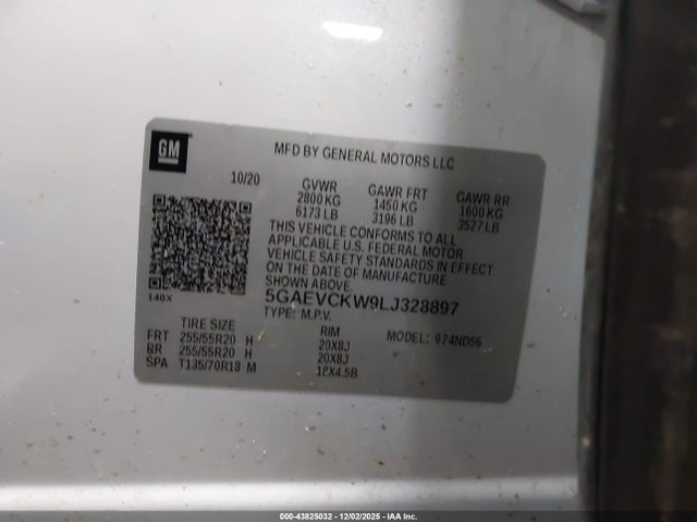 Aukcja sprzedaży 2020 Buick Enclave Awd Avenir, vin: 5GAEVCKW9LJ328897, numer aukcji: 43825032