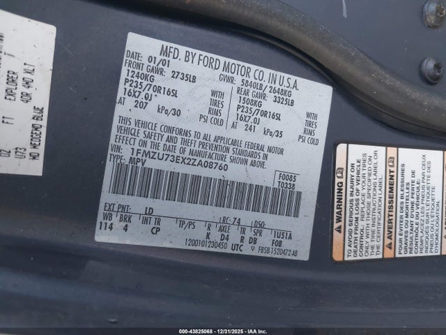 2002 FORD EXPLORER 1FMZU73EX2ZA08760 Photo 8