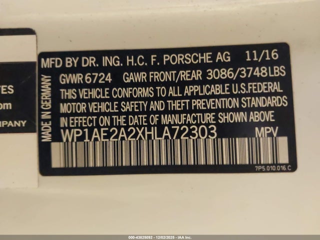 2017 PORSCHE CAYENNE E-HYBRID WP1AE2A2XHLA72303 Photo 8