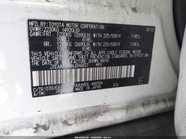 2022 TOYOTA VENZA JTEAAAAH4NJ096837 Photo 8