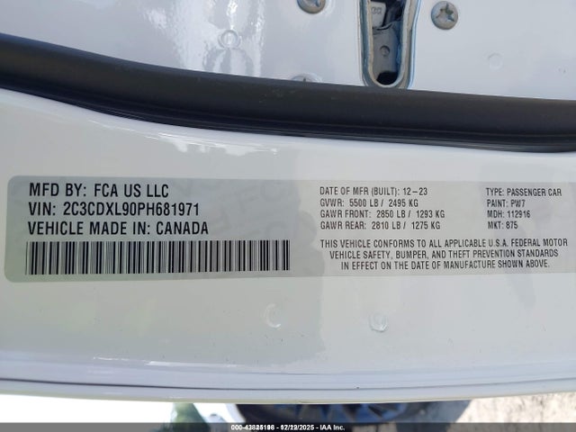2023 Dodge Charger Srt Jailbreak მანქანა იყიდება აუქციონზე, vin: 2C3CDXL90PH681971, აუქციონის ნომერი: 43825198