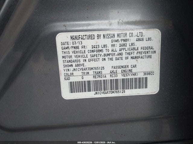 Продажа на аукционе авто 2013 Infiniti G37x, vin: JN1CV6AR7DM765125, номер лота: 43825226