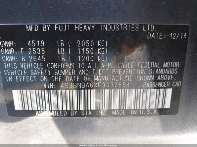 2015 SUBARU LEGACY 4S3BNBA6XF3037654 Photo 8