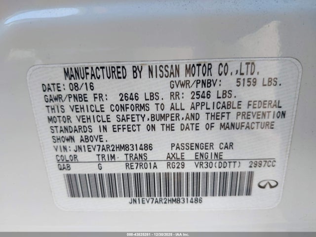 2017 INFINITI Q50 JN1EV7AR2HM831486 Photo 8