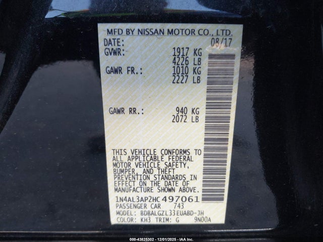 Nissan Altima 2.5 S 2017 1N4AL3AP2HC497061 Image 9