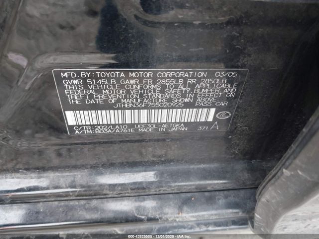 2005 LEXUS LS 430 JTHBN36F755020925 Photo 8