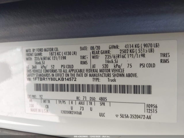 1FTBR1Y80LKB14572 Ford Transit-250