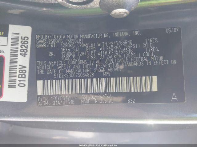 2007 TOYOTA SIENNA 5TDZK23C67S064828 Photo 8