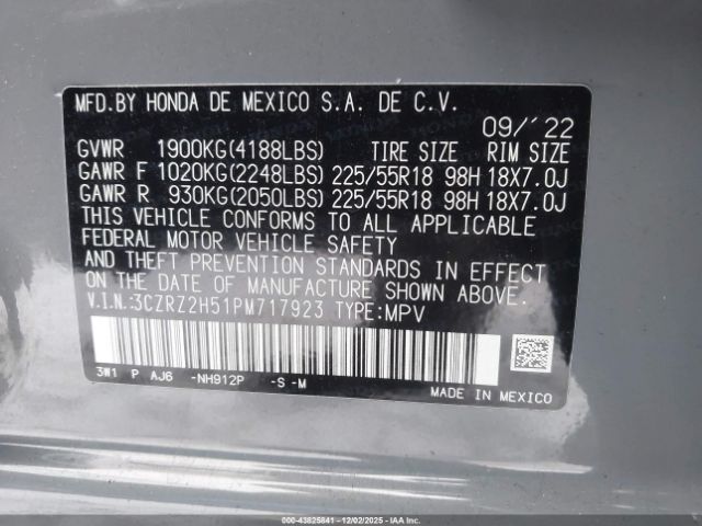 2023 HONDA HR-V 3CZRZ2H51PM717923 Photo 8