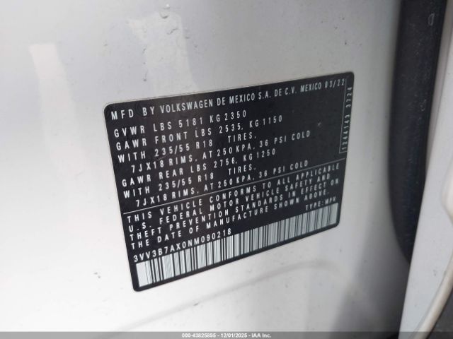2022 VOLKSWAGEN TIGUAN 3VV3B7AX0NM090218 Photo 8