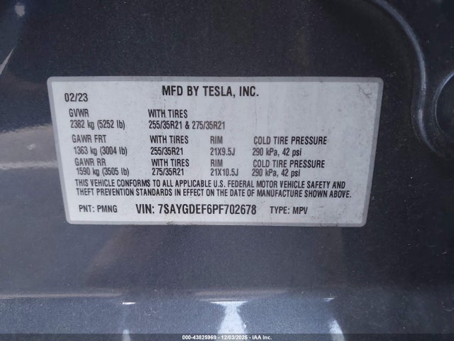 2023 TESLA MODEL Y 7SAYGDEF6PF702678 Photo 8