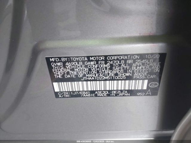 2021 LEXUS IS 300 JTHAA1D22M5110025 Photo 8