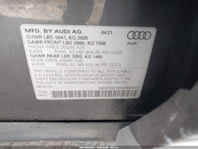 2021 AUDI Q5 WA1F2AFYXM2085411 Photo 8