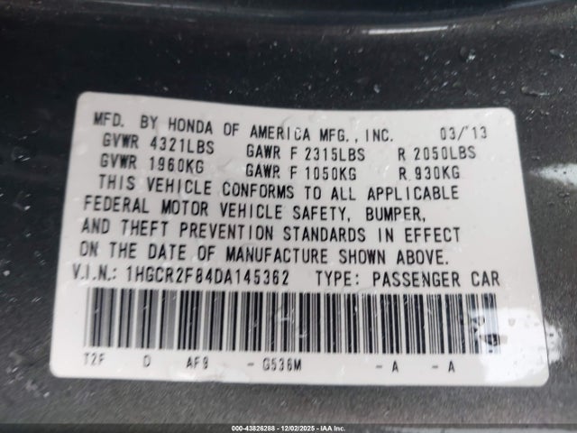 2013 HONDA ACCORD SDN 1HGCR2F84DA145362 Photo 8