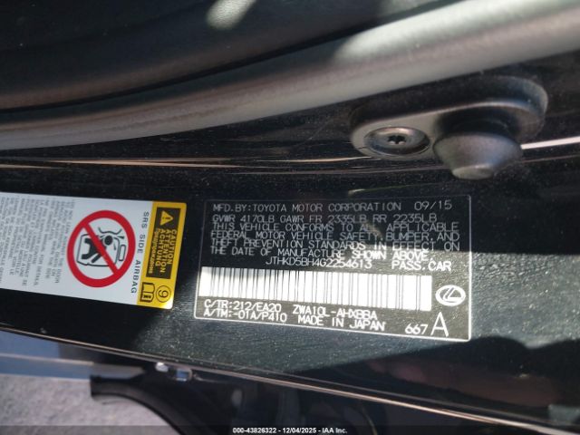 2016 LEXUS CT 200H JTHKD5BH4G2254613 Photo 8