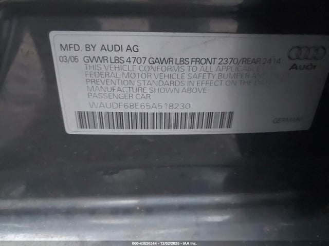 2005 AUDI A4 WAUDF68E65A518230 Photo 8