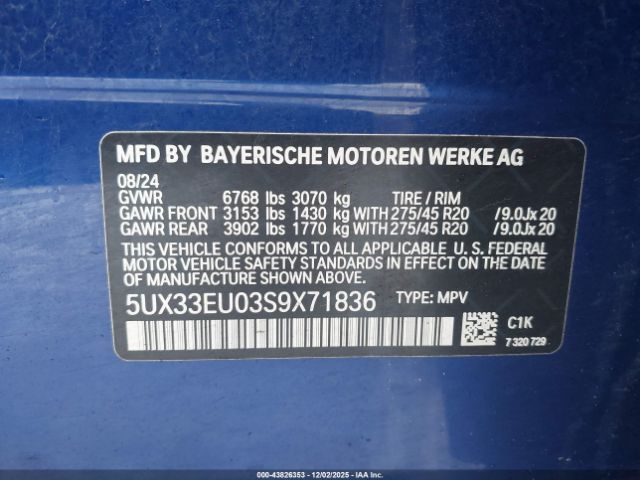 2025 BMW X5 5UX33EU03S9X71836 Photo 8