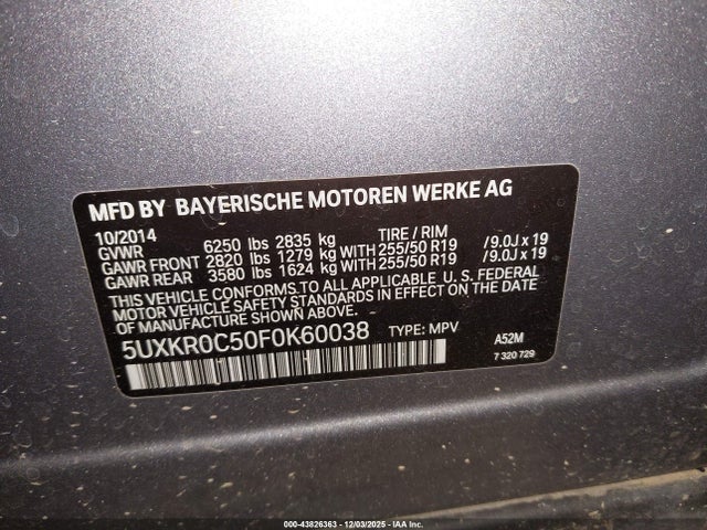 5UXKR0C50F0K60038 BMW X5 Xdrive35i