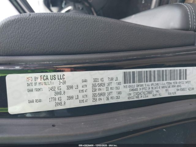 2020 DODGE DURANGO 1C4SDHCTXLC306871 Photo 8