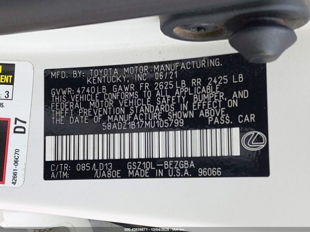 2021 LEXUS ES 350 58ADZ1B17MU105799 Photo 8