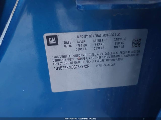 2016 CHEVROLET CRUZE 1G1BE5SM8G7322726 Photo 8