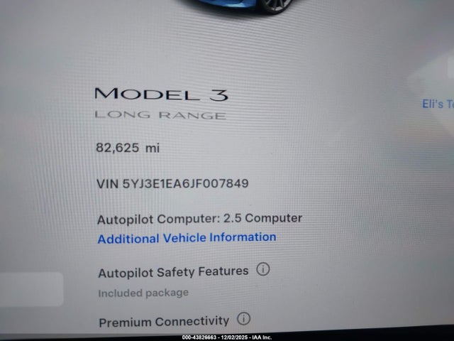 2018 TESLA MODEL 3 5YJ3E1EA6JF007849 Photo 6