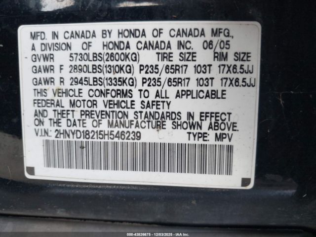 2005 ACURA MDX 2HNYD18215H546239 Photo 8