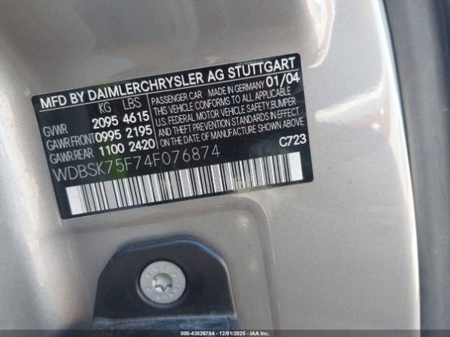 2004 MERCEDES-BENZ SL 500 WDBSK75F74F076874 Photo 8