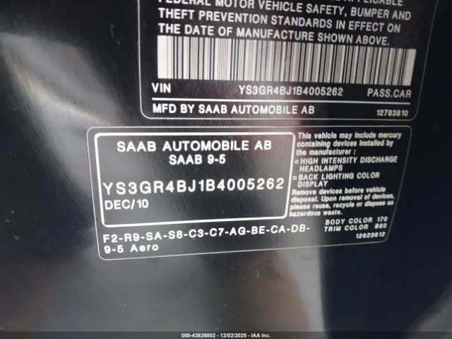 2011 SAAB 9-5 YS3GR4BJ1B4005262 Photo 8