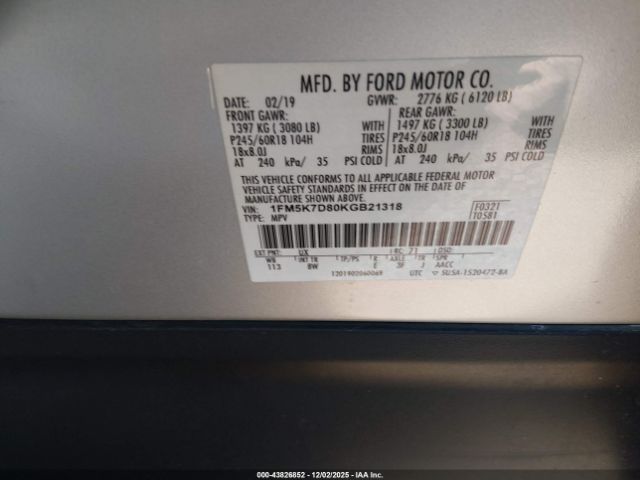 2019 FORD EXPLORER 1FM5K7D80KGB21318 Photo 8