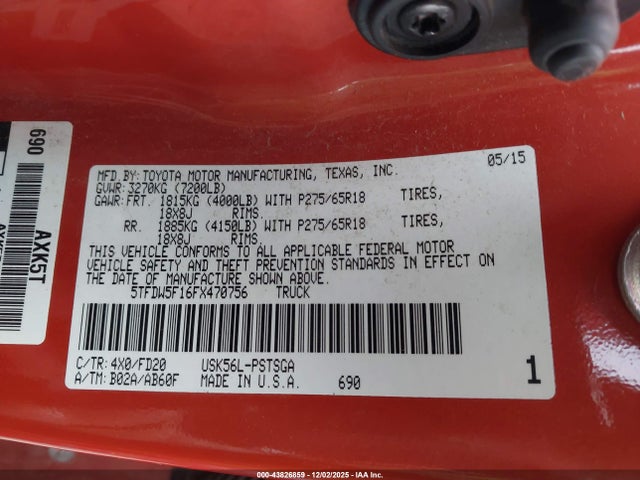 5TFDW5F16FX470756 Toyota Tundra Trd Pro 5.7l V8