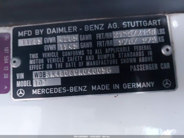 1986 MERCEDES-BENZ 560 WDBBA48D6GA040056 Photo 8