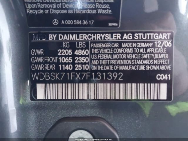 2007 MERCEDES-BENZ SL 550 WDBSK71FX7F131392 Photo 8