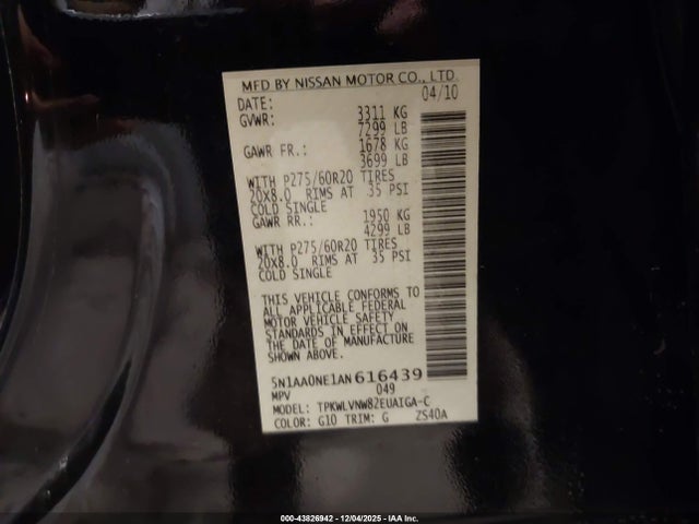 2010 NISSAN ARMADA 5N1AA0NE1AN616439 Photo 8