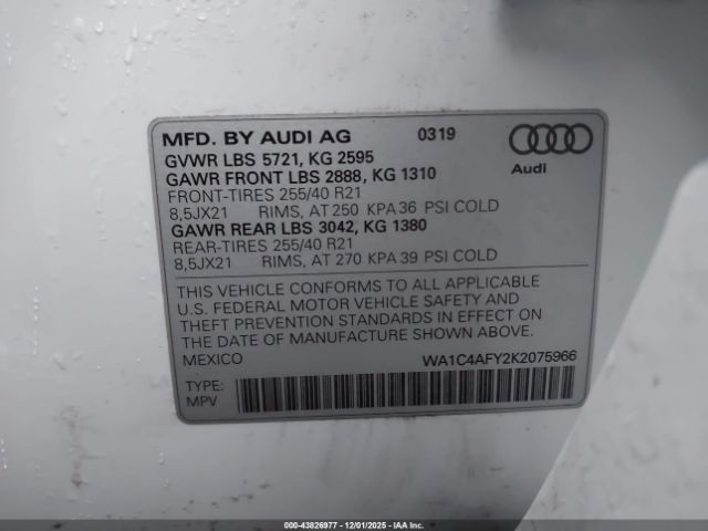 2019 AUDI SQ5 WA1C4AFY2K2075966 Photo 8