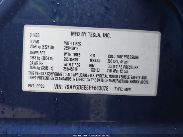 2023 TESLA MODEL Y 7SAYGDEE5PF643078 Photo 8