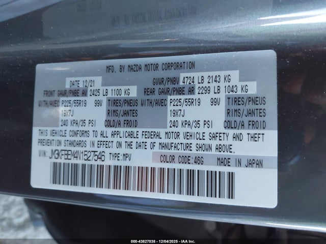 Mazda Cx-5 2.5 S Premium Plus 2022 JM3KFBEM4N1527546 Image 9