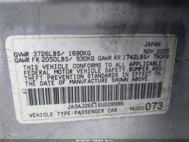 2006 MITSUBISHI LANCER JA3AJ26E16U028986 Photo 8