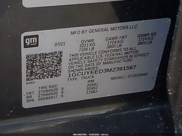 2021 CHEVROLET SILVERADO 1500 1GCUYEED3MZ391567 Photo 8