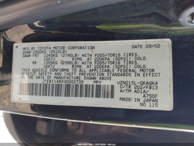 2003 TOYOTA 4RUNNER JTEBT14RX30002739 Photo 8