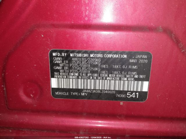 2020 MITSUBISHI OUTLANDER JA4AZ3A38LZ040020 Photo 8