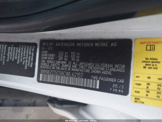 2012 MINI COOPER S COUNTRYMAN WMWZC5C58CWL62157 Photo 8