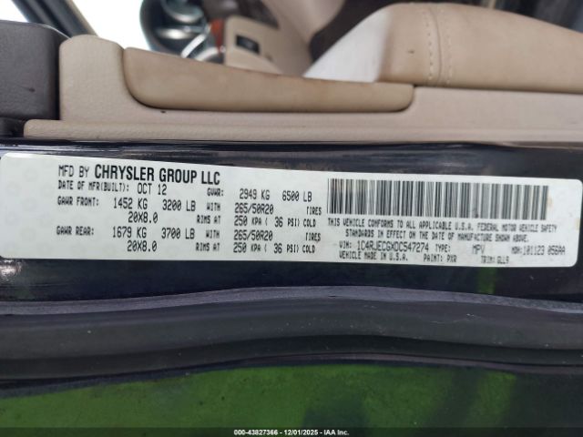 2013 JEEP GRAND CHEROKEE 1C4RJECGXDC547274 Photo 8