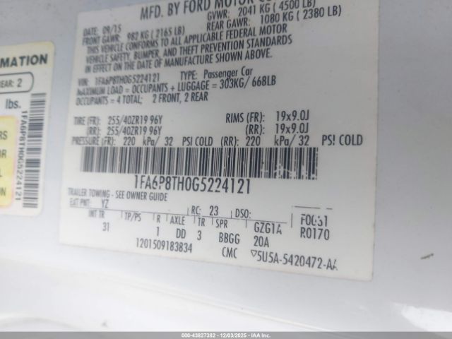 2016 FORD MUSTANG 1FA6P8TH0G5224121 Photo 8