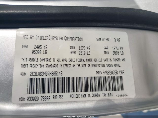 2007 CHRYSLER 300C 2C3LA63H07H805148 Photo 8