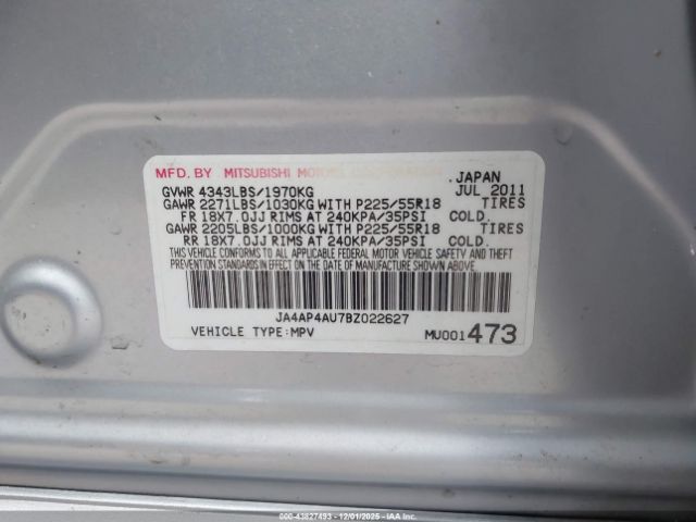 2011 MITSUBISHI OUTLANDER SPORT JA4AP4AU7BZ022627 Photo 8